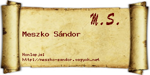 Meszko Sándor névjegykártya