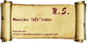 Meszko Sándor névjegykártya